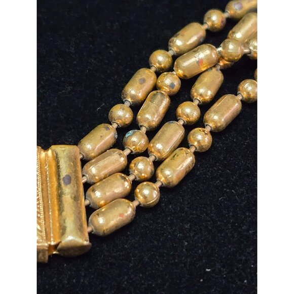 Vintage Mariam Haskell Brass Bead Festoon Multi-strand Necklace 1930's Art Deco - Picture 7 of 8